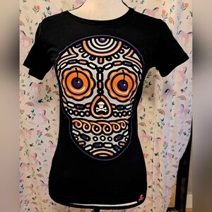 EUC Y2K Johnny Cupcake Graphic Skull Goth Emo Casual Short Sleeve T-Shirt SZ S